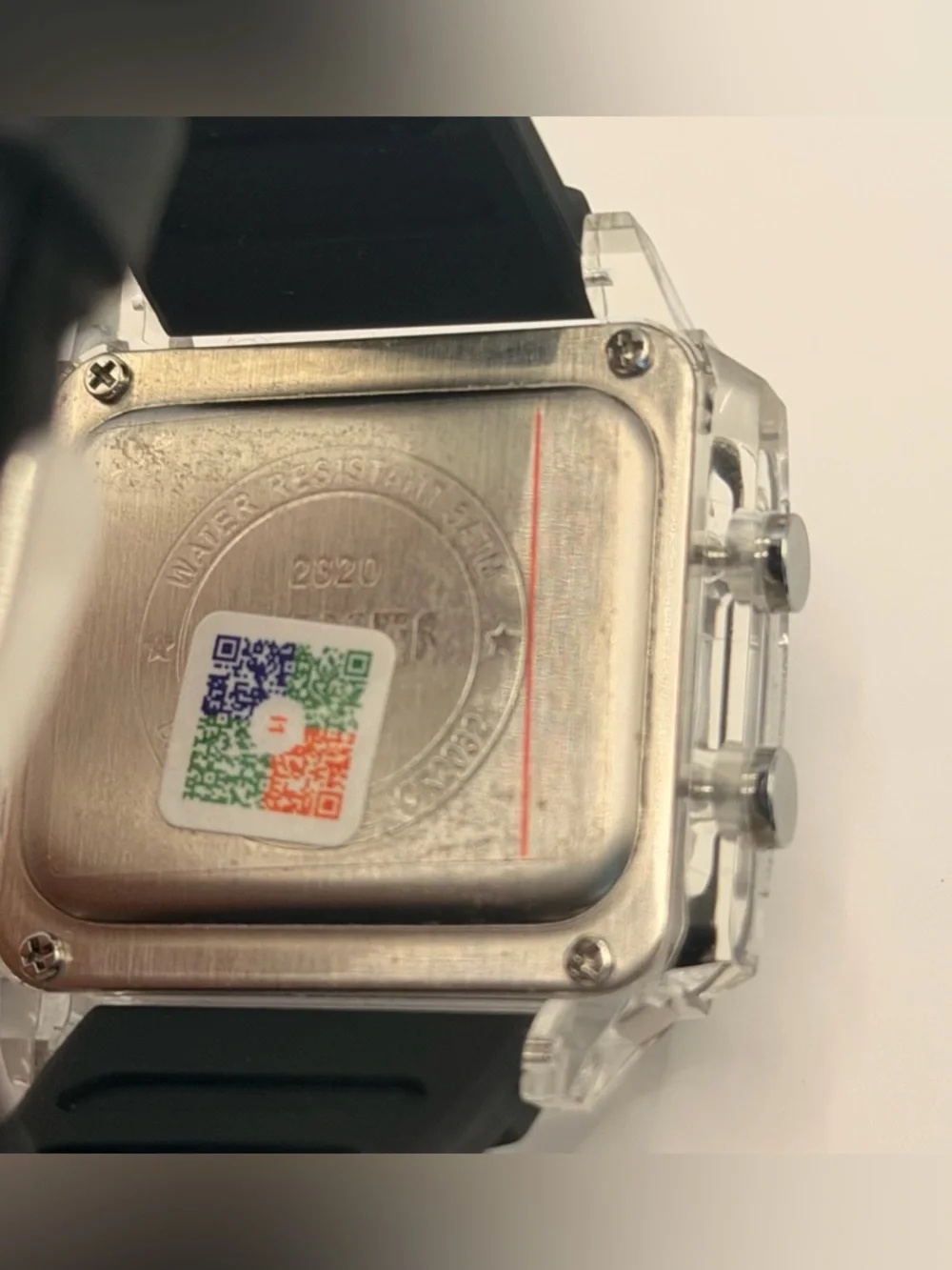 SKMEI Square Watch Transparent Case, New, Silicone Black Band‎